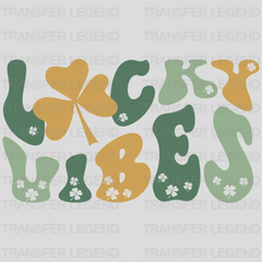 St. Patrick's Day Lucky Vibes Retro Design - DTF heat transfer - transferlegend