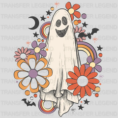 Halloween Smiley Colorful Flower Ghost Design - DTF heat transfer - transferlegend