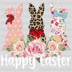 Bunnies Happy Easter Design- DTF heat transfer - transferlegend