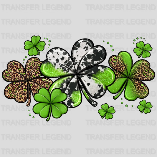 St. Patrick's Leopard Glitter Shamrocks Design - DTF heat transfer - transferlegend