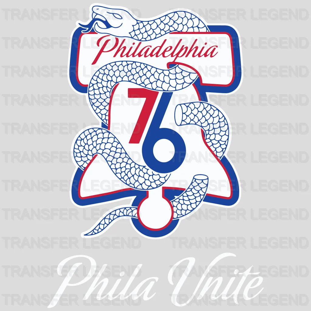 Philadelphia 76ers Phila Unite Snake Emblem NBA Design - DTF Heat Transfer
