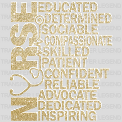 Gold Nurse Adjectives design - DTF heat transfer - transferlegend