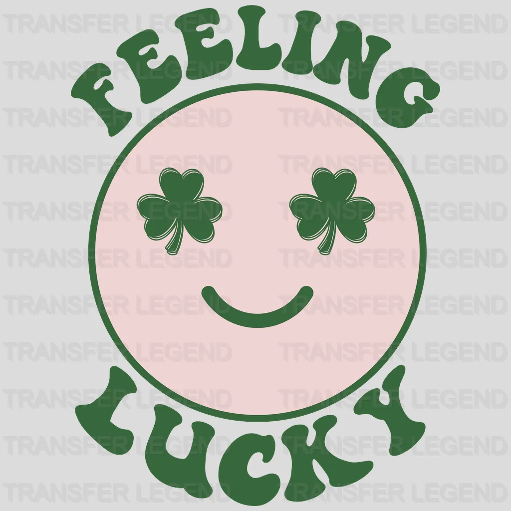 Smiley Clover Eyes Feeling Lucky St. Patrick's Day Design - DTF heat transfer - transferlegend