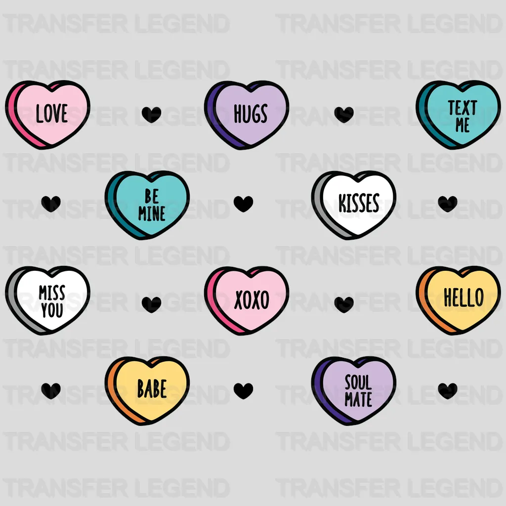 Conversation Candy Hearts Valentine's Day Design - DTF heat transfer - transferlegend