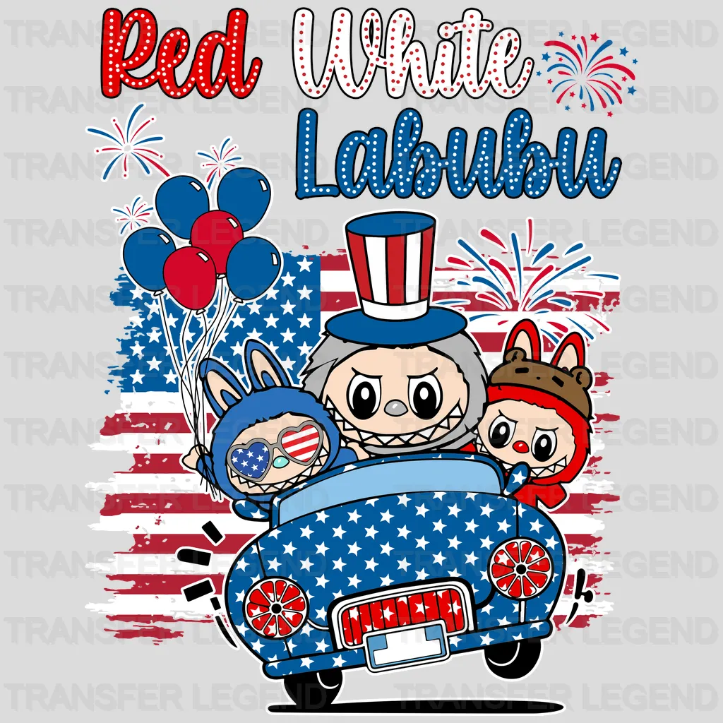 Labubu Red White Labubu Design - DTF Heat Transfers