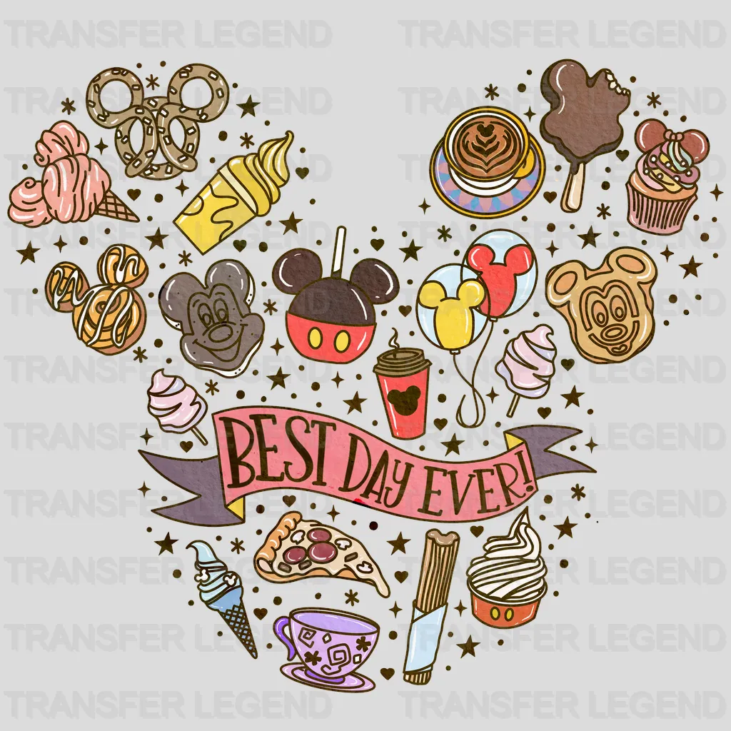 Best Day Ever Cartoon Snacks Head Design - DTF heat transfer - transferlegend