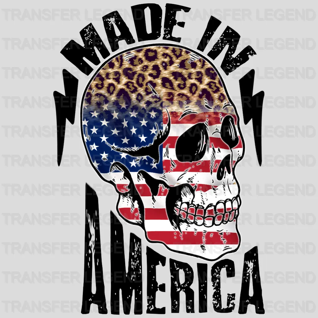 Skull On USA Flag DTF Transfer - transferlegend