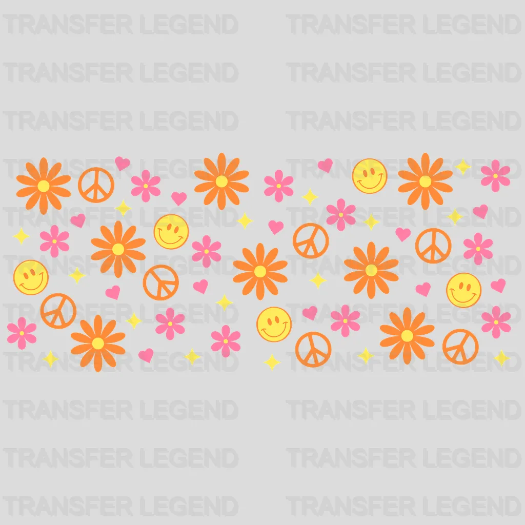 Hippie Flower UV DTF Transfer Cup Wrap UV DTF Sticker - transferlegend