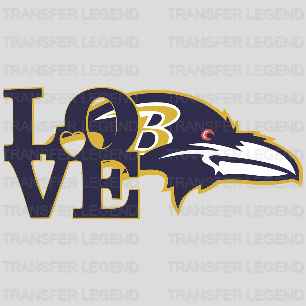 Baltimore Ravens Heart & Arrow Home Emblem NFL Design - DTF Heat Transfer