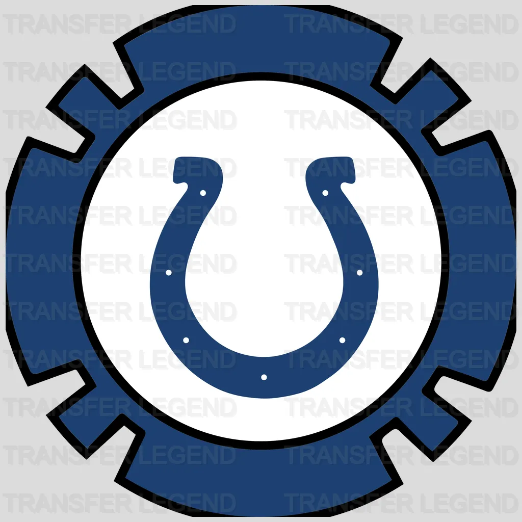 Indianapolis Colts Gear‑Cog Horseshoe Badge NFL Design - DTF Heat Transfer
