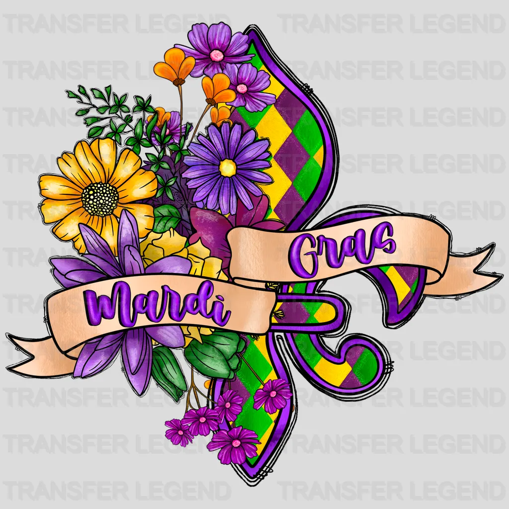 Flowers Mardi Gras Design- Mardi Gras DTF heat transfer - transferlegend