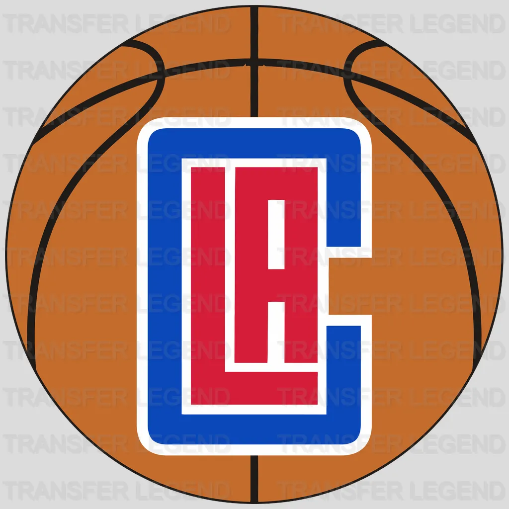Los Angeles Clippers LA Monogram over Basketball NBA Design - DTF Heat Transfer