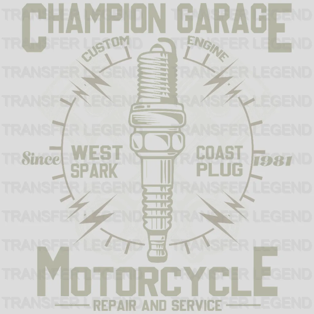 Champion Garage - Motocycle Design DTF Heat Transfer - transferlegend