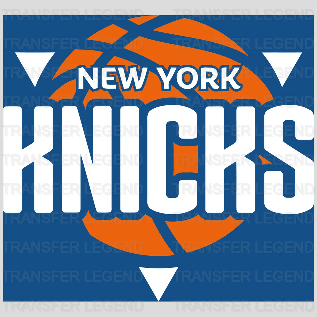 New York Knicks Geometric Badge with Basketball NBA Design - DTF Heat Transfer