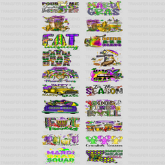 Mardi Gras Premade Gang sheet - 20 PCS 10 INCH - transferlegend