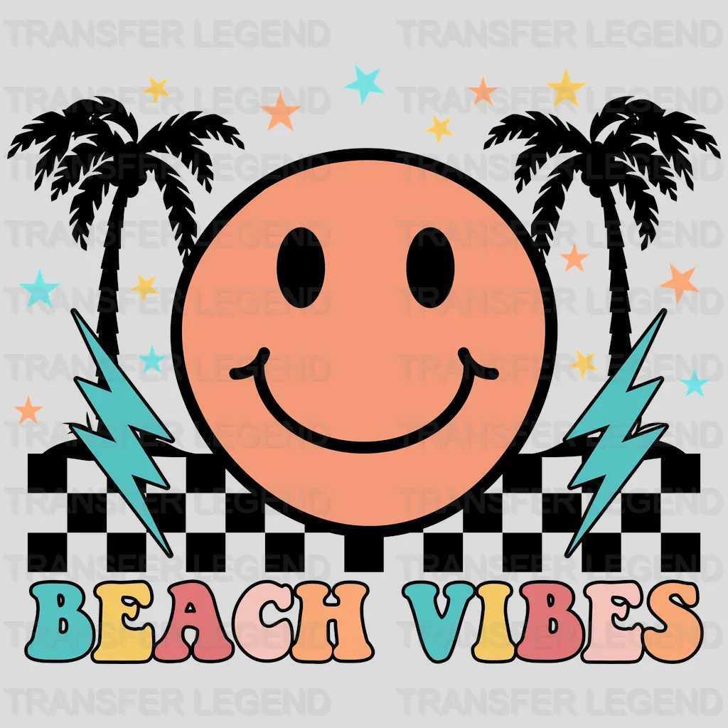 Beach Vibes Smiley Face DTF Transfer - transferlegend