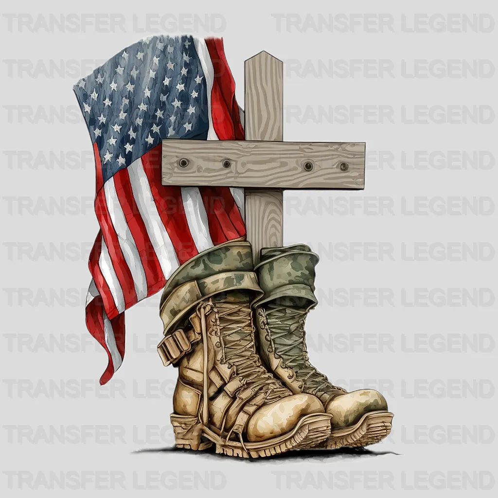 Boots And Cross - Memorial Day DTF Transfer - transferlegend