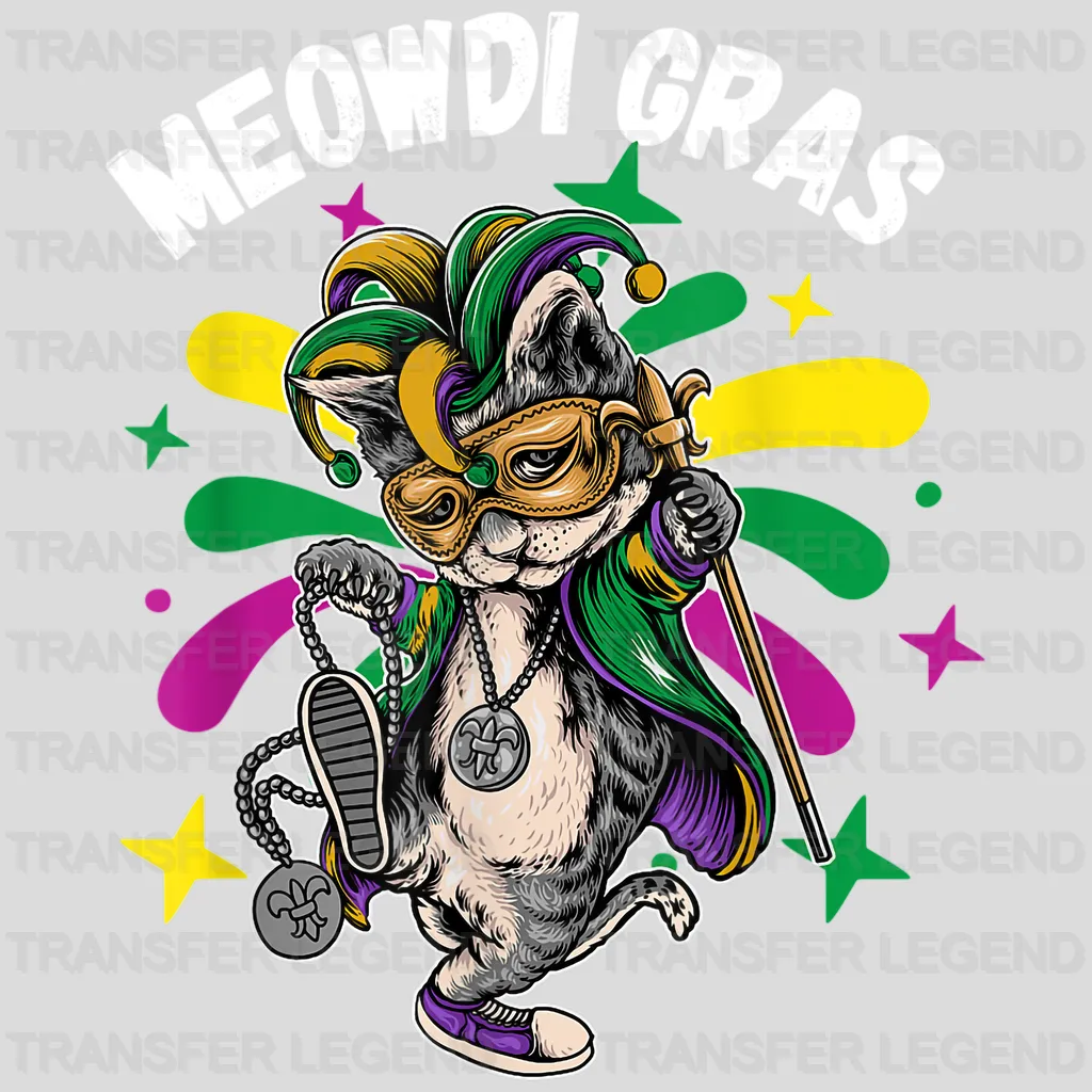 Meowdi Gras Mardi Gras Design- Mardi Gras DTF heat transfer - transferlegend