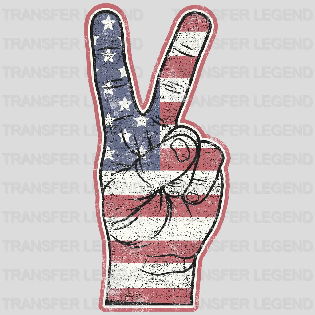 US Flag Peace Hand Sign DTF Transfer - transferlegend