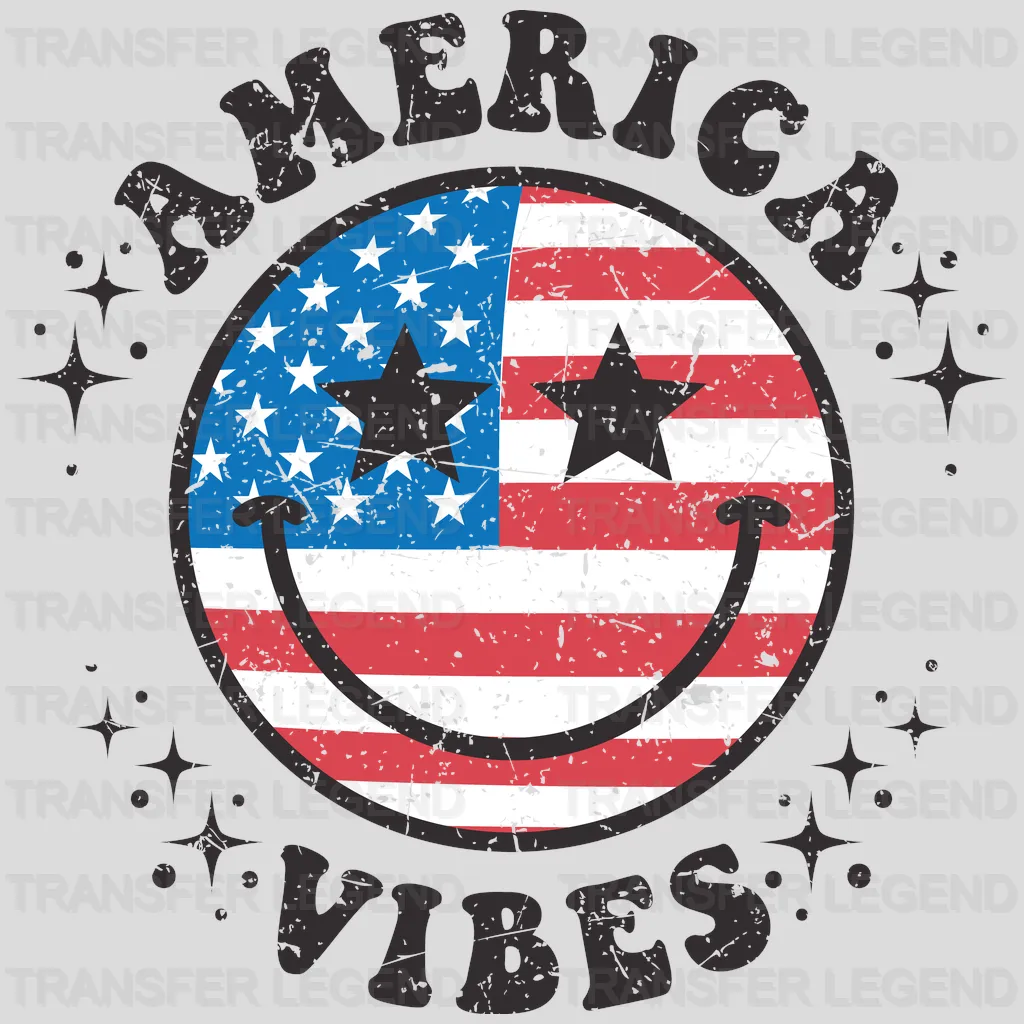 American Vibes Smiley Face DTF Transfer - transferlegend