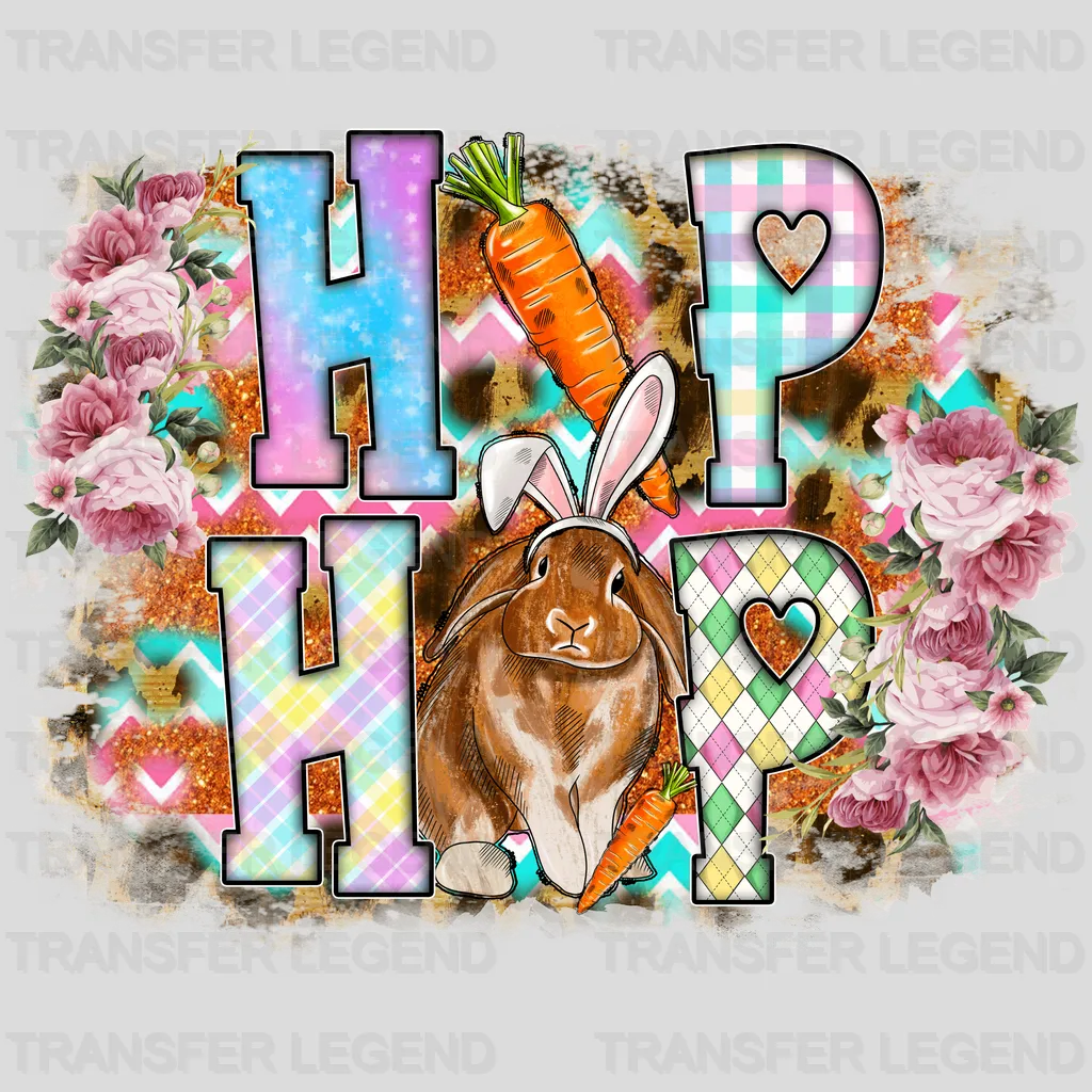 Hip Hop Rabbit Floral Easter Design - DTF heat transfer - transferlegend