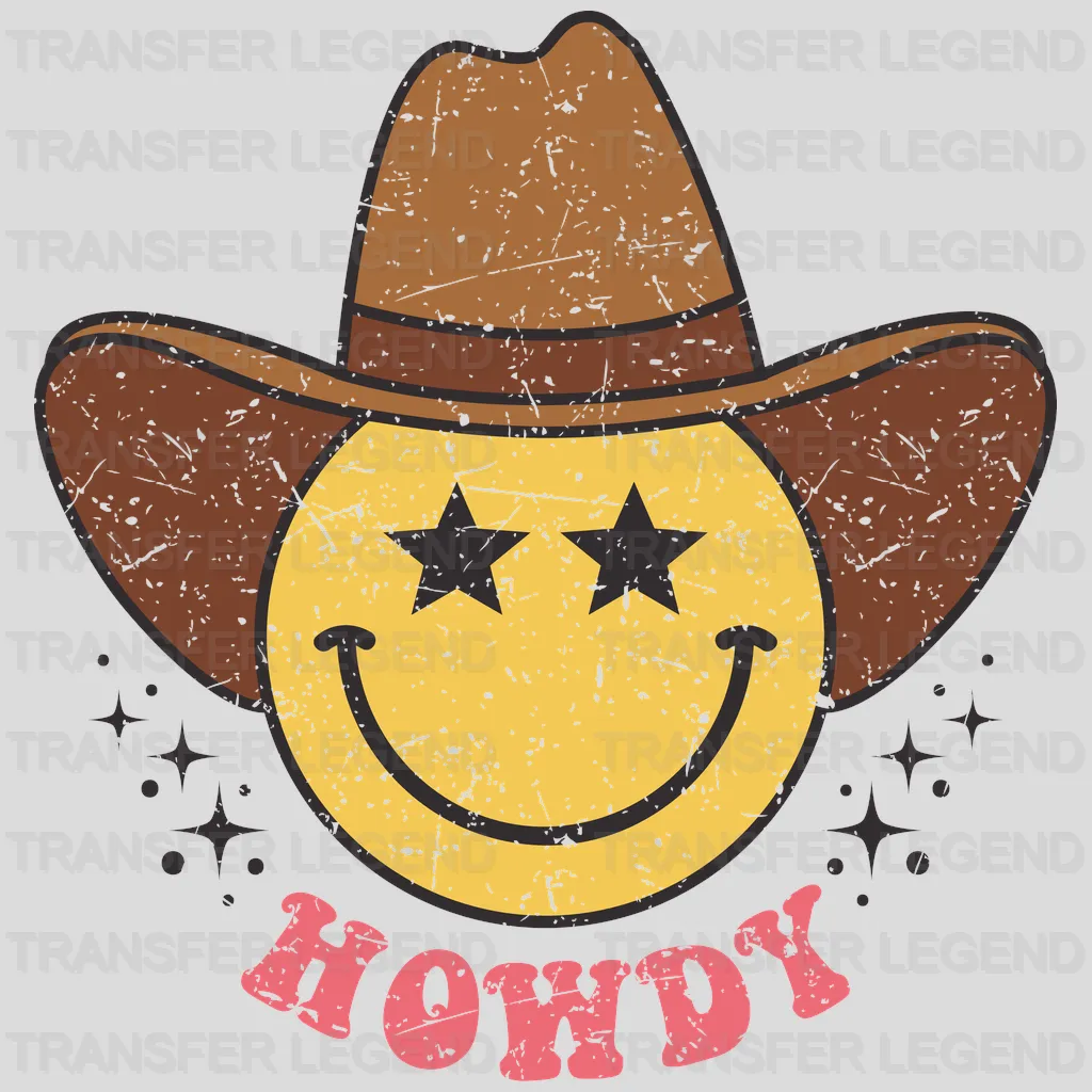 Howdy Hat Smiley Face Design - DTF heat transfer - transferlegend