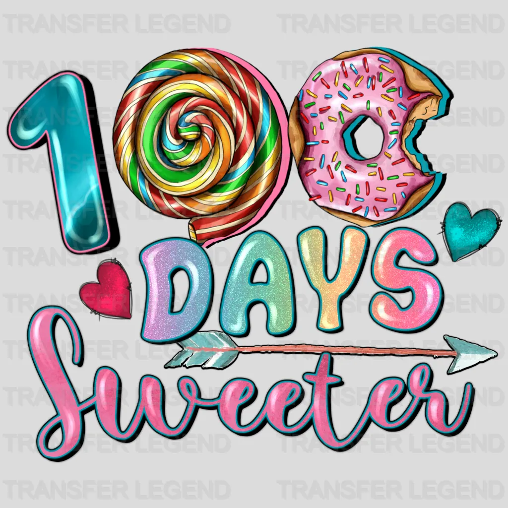 100 Days Sweeter Donut - DTF heat transfer - transferlegend