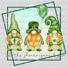 St. Patrick's Day Gnomes Let The Shenanigans Begin Design - DTF heat transfer - transferlegend