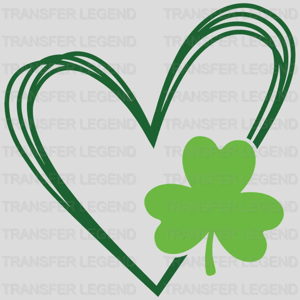 St. Patrick's Day Love Heart Shamrock Design - DTF heat transfer - transferlegend