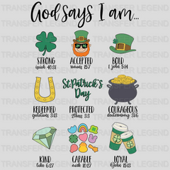 God Says I Am... St. Patrick's Day Design - DTF heat transfer - transferlegend