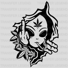 Alien Smoking Weed - Funny Pothead Design - DTF heat transfer - transferlegend