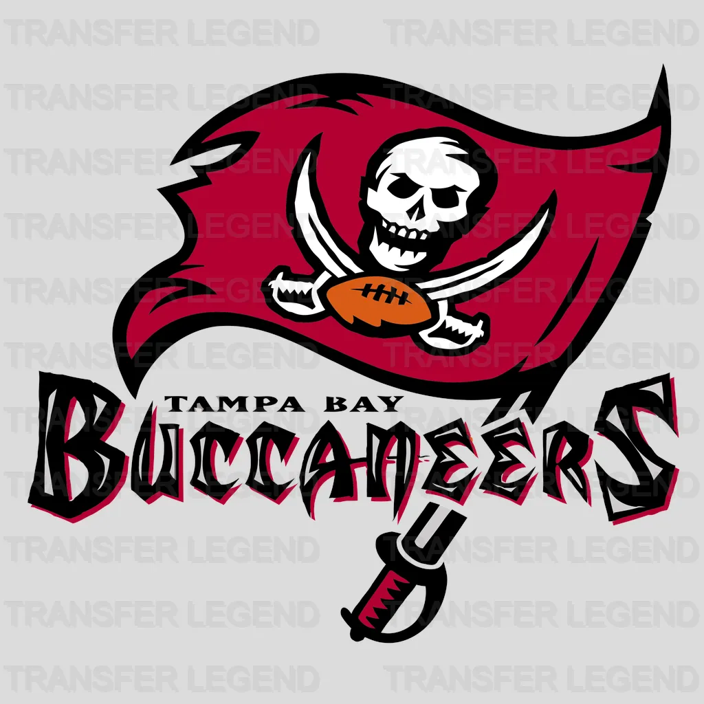 Tampa Bay Buccaneers Stylized Flag & Buccaneers Wordmark NFL Design - DTF Heat Transfer