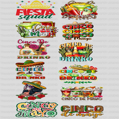 Cinco De Mayo Premade Gang sheet - 12 PCS 10 INCH (Bundle 4) - transferlegend