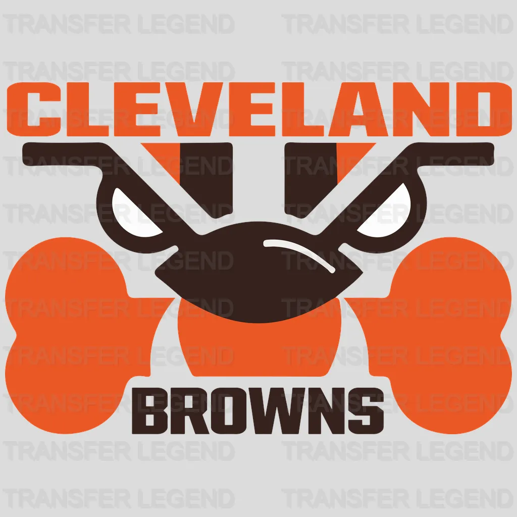 Cleveland Browns Bone Eyes Mascot Emblem NFL Design - DTF Heat Transfer