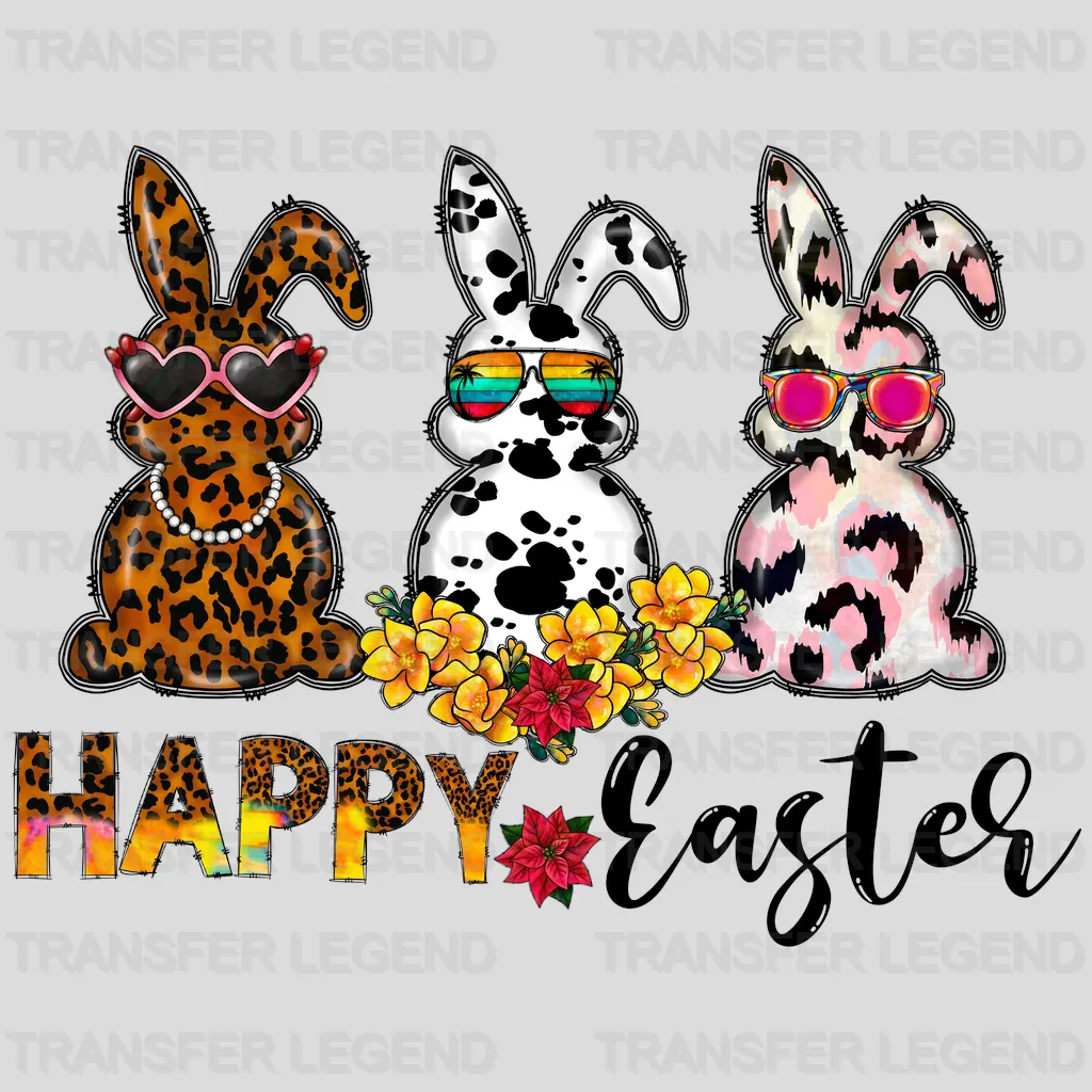 Happy Easter Bunnies Design- DTF heat transfer - transferlegend