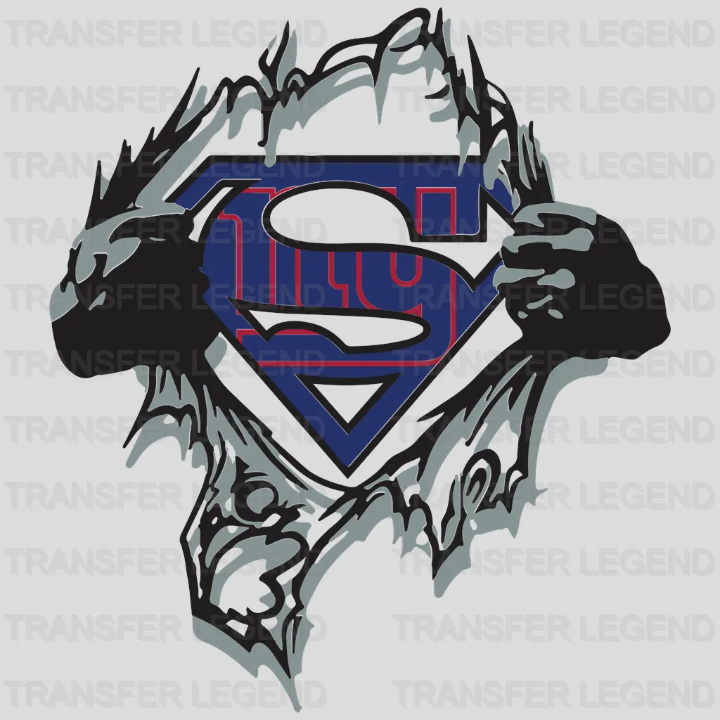 New York Giants shirt‑tear Superman style emblem, NFL design - DTF Heat Transfer
