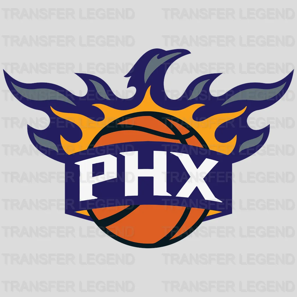 Phoenix Suns PHX Flaming Crest Emblem NBA Design - DTF Heat Transfer