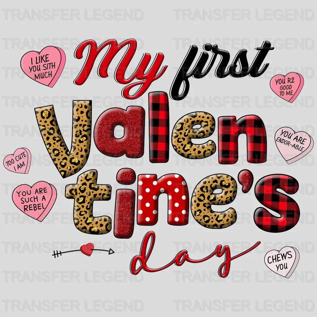 My First Valentine's Day Heart Candies Design - DTF heat transfer - transferlegend