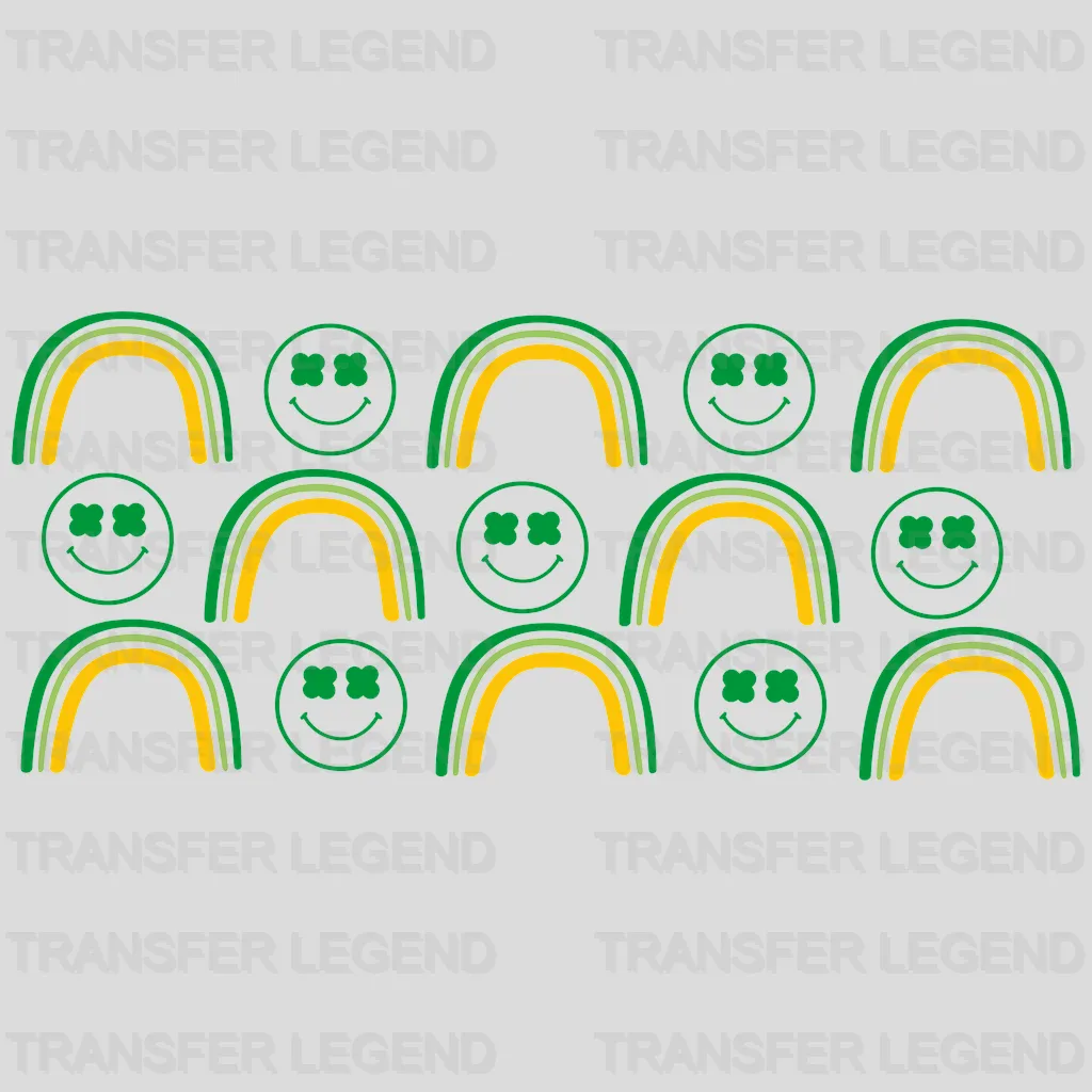 Green Smilies And Rainbows St. Patrick's Day UV DTF Transfer Cup Wrap UV DTF Sticker - transferlegend