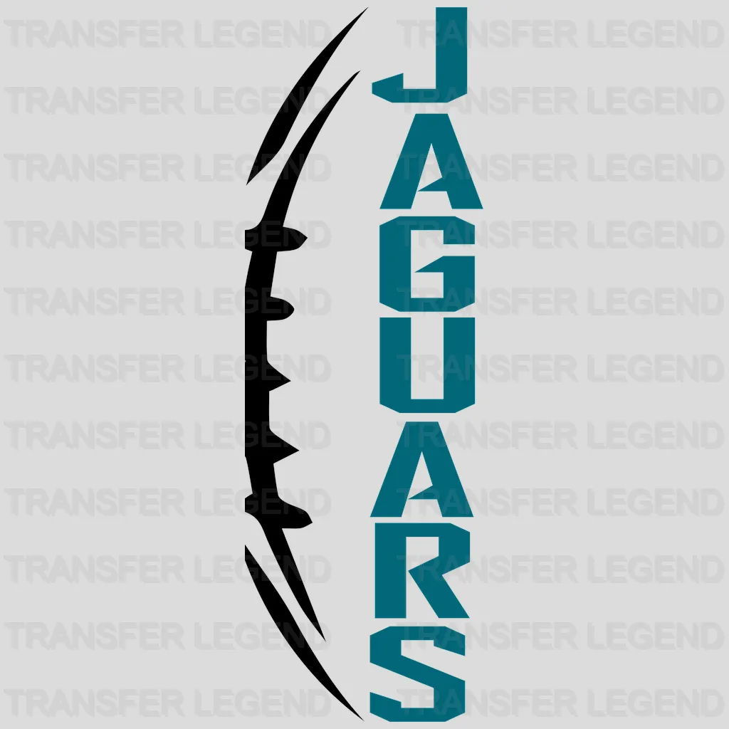 Jacksonville Jaguars Vertical “JAGS” Wordmark with Football Laces NFL Design - DTF Heat Transfer
