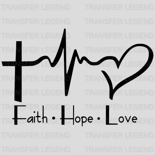 Faith - Hope - Love heartbeat - Christian Design - DTF heat transfer - transferlegend