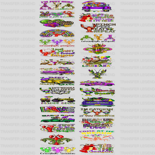 Mardi Gras Premade Gang sheet - 30 PCS 10 INCH - transferlegend