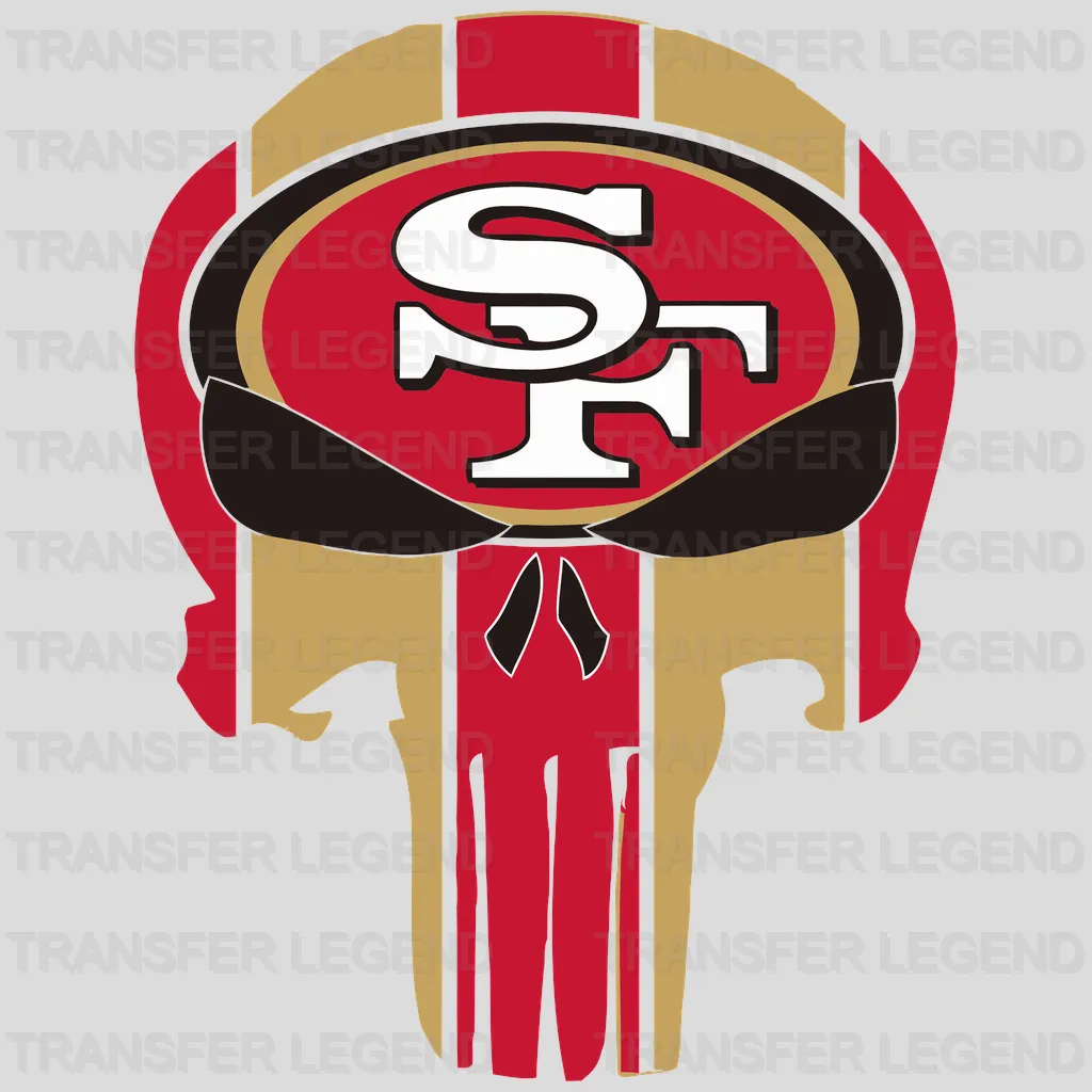 San Francisco 49ers Spartan Helmet Emblem with SF Oval NFL Design - DTF Heat Transfer