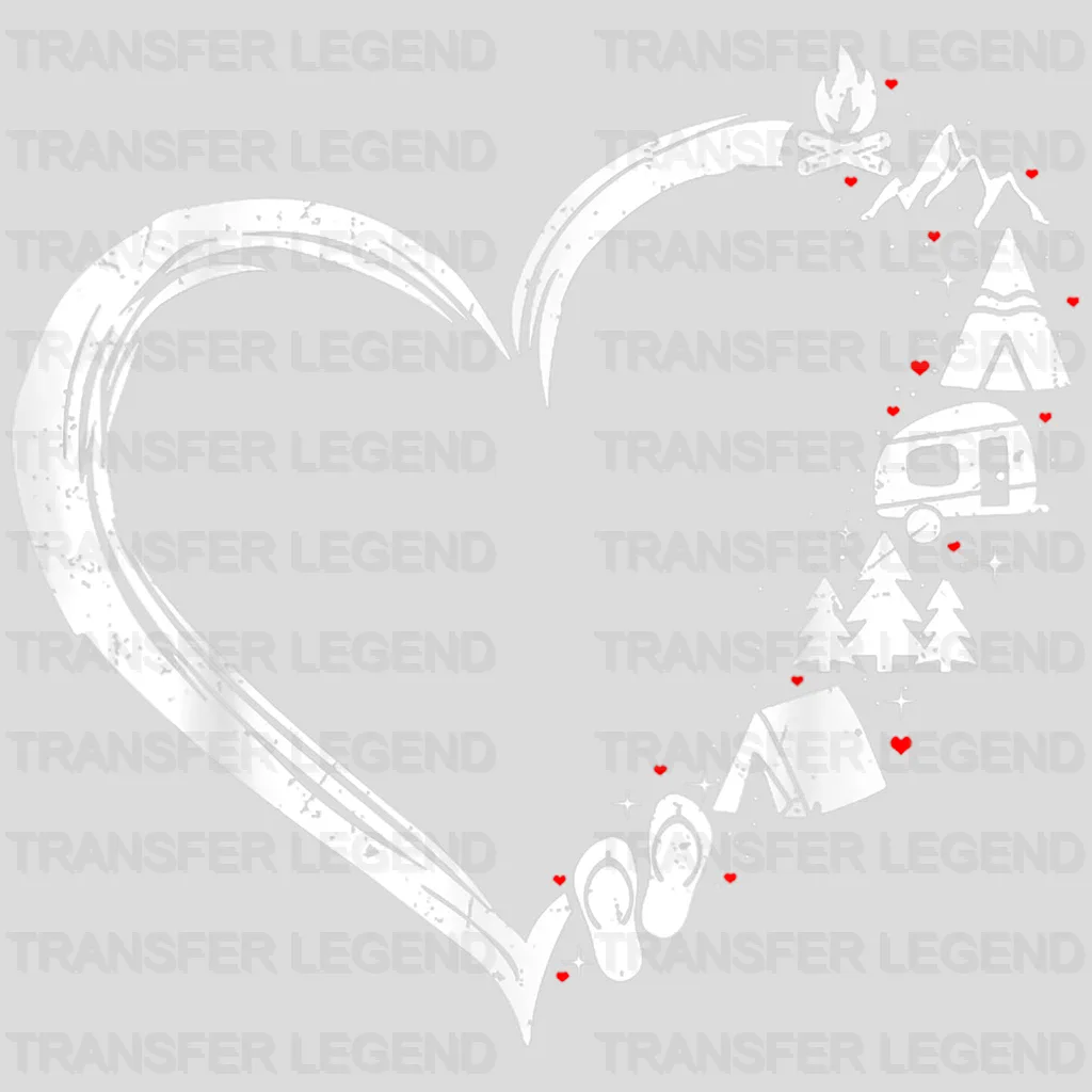 Camping And Hiking Lover Heart Design - DTF heat transfer - transferlegend