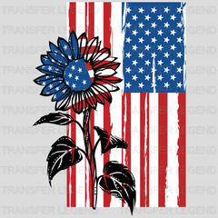 American Flag Distressed Sunflower DTF Transfer - transferlegend