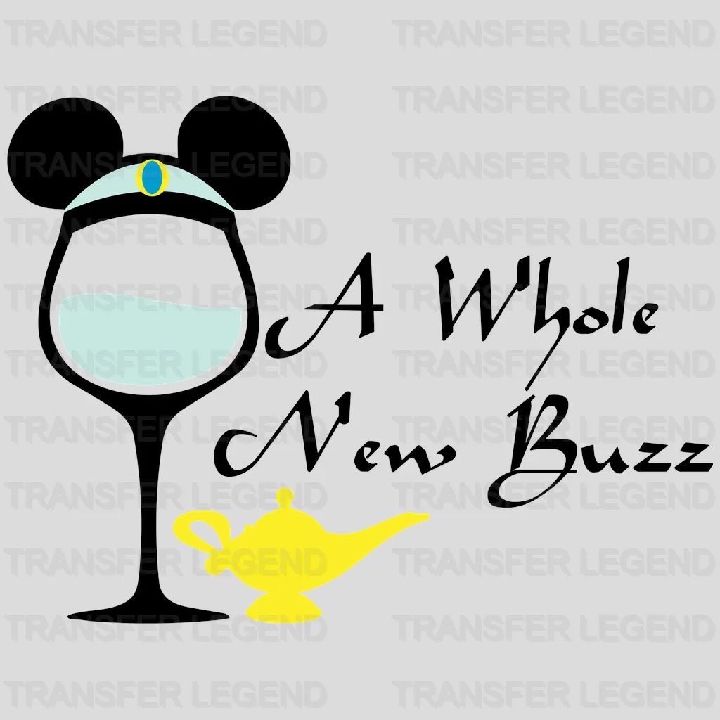 Mickey Ears Wine Glass Aladdin And The Magic Lamp A Whole New Buzz Design - DTF heat transfer - transferlegend