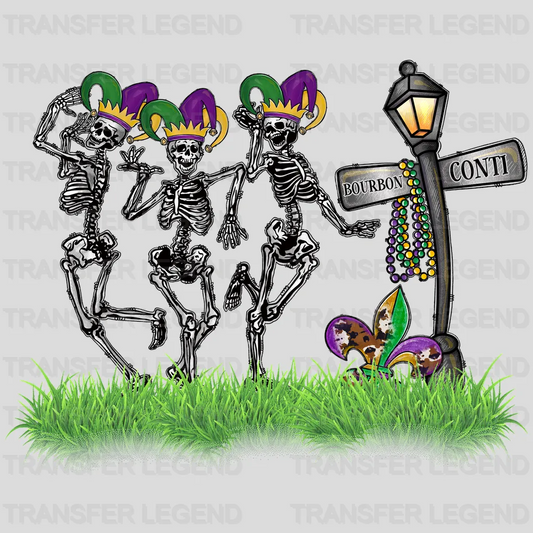 Skeletons Mardi Gras Design- Mardi Gras DTF heat transfer - transferlegend