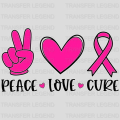 Peace Love Cure Cancer Awareness Design - DTF heat transfer - transferlegend