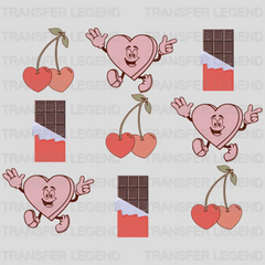 Hearts Cherry Chocolate Valentine's Day Design - DTF heat transfer - transferlegend