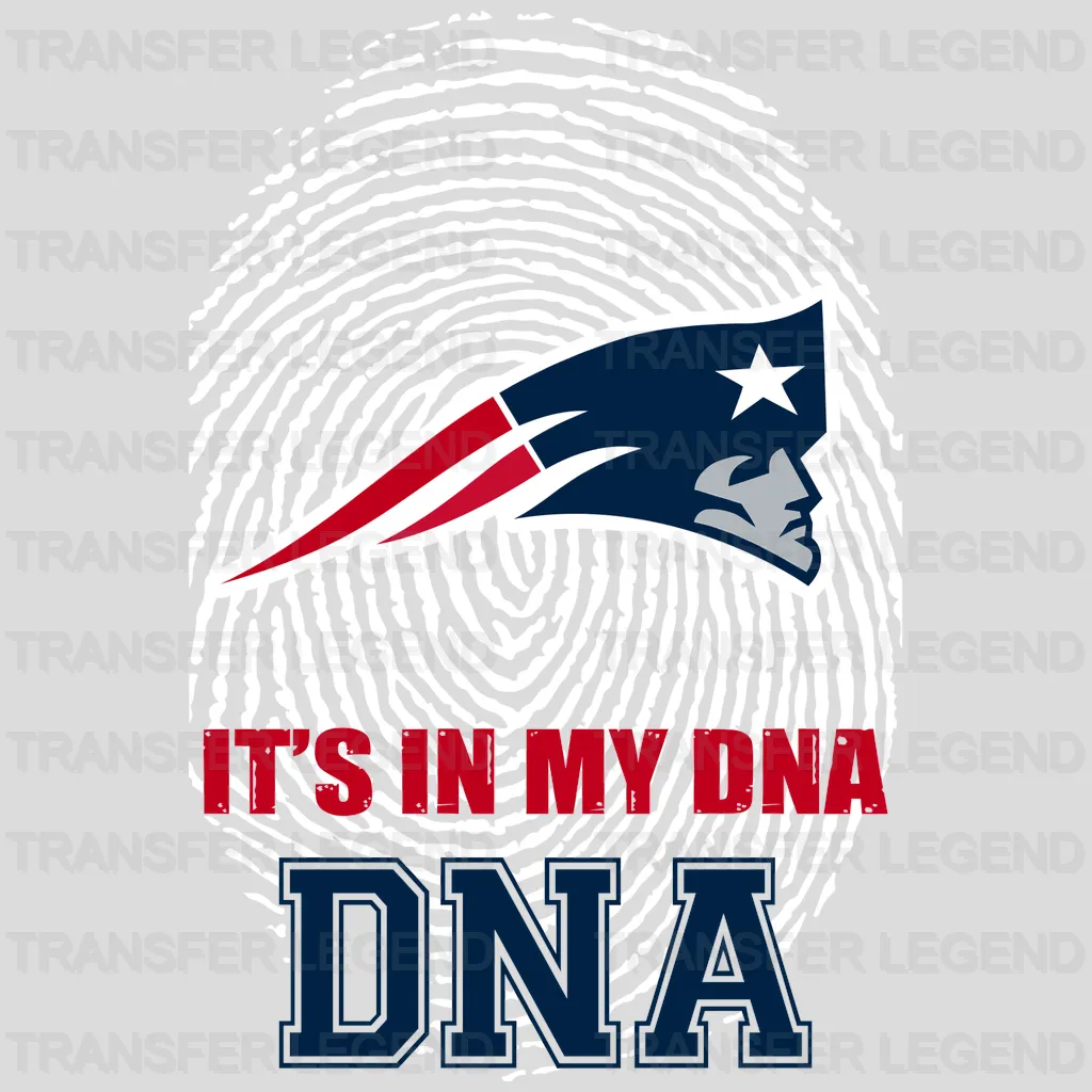 New England Patriots fingerprint pattern overlaying head silhouette, NFL design - DTF Heat Transfer